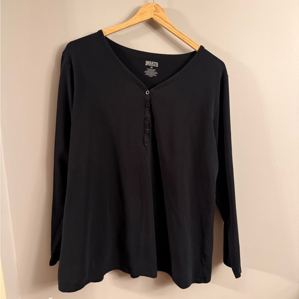Duluth Trading Co Black Long Sleeve Henley Shirt Women’s 4X Cotton Stretch